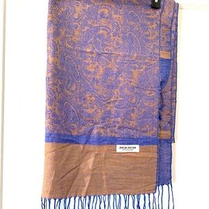 100% Pashmina Scarf 😍 Tassel Wide Long Purple Royal Blue Rose Gold Paisley Print